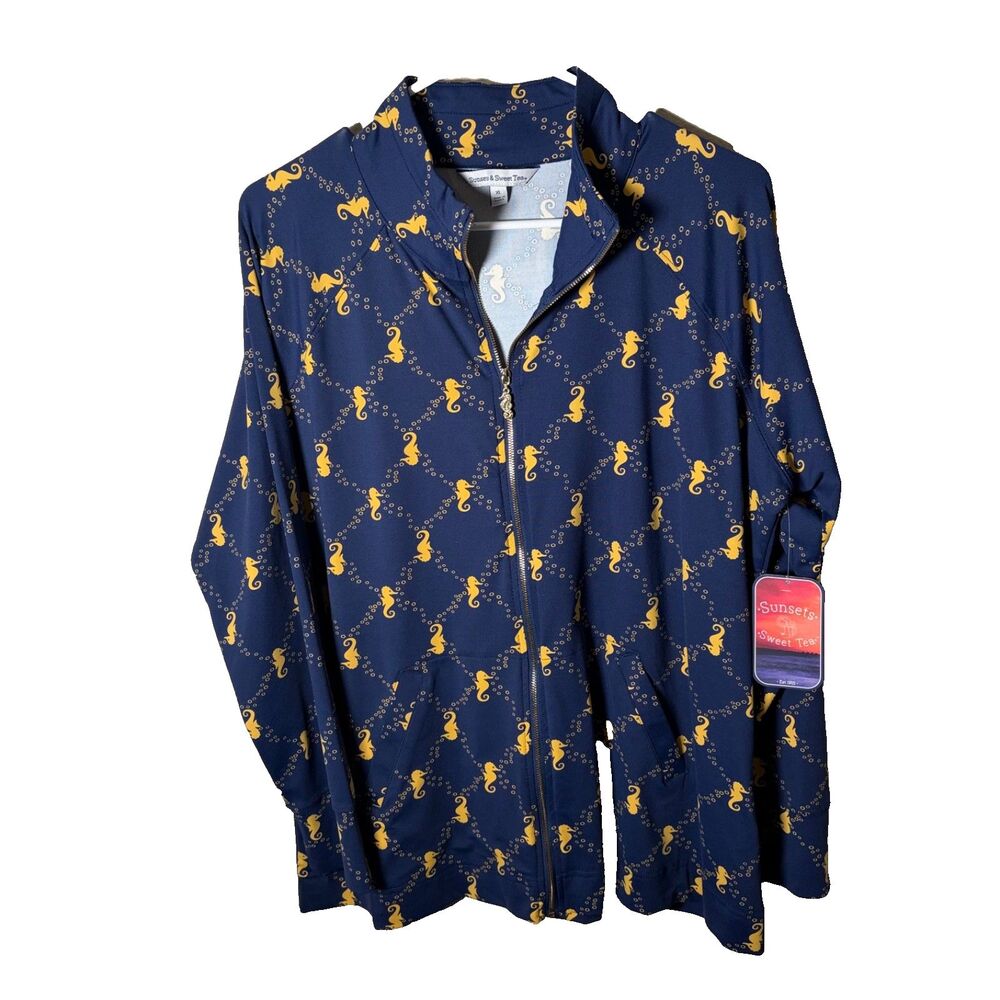 Sunsets & Sweet Tea Sweatshirt Women's XL Athletic Full Zip Seahorse Active